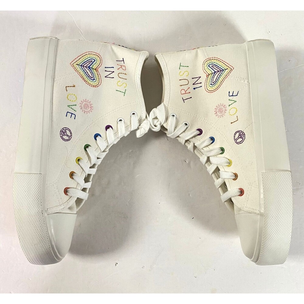 American Eagle Trust In Love High Top Sneakers Women Sz 10 Multicolor NWOT Read - Picture 2 of 16
